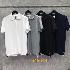 Thom TB Men t-shirt Pure Cotton Back Stripes Bluses 2024Summer Fashion Brand Tops Harajuku Korean Design Casual Polo T Shirt Hög kvalitet