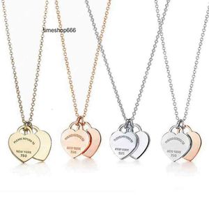 Necklaces Classic Sterling Sier Double Heart Pendant Necklace Man Women Party Wedding Jewelry High Quality Y220314