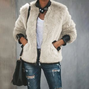 Pelz 2023 Winter Gemischt Kaninchen Pelzmantel Frauen Warm Zipper Jacke Neue Weibliche Casual Oberbekleidung