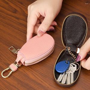 Storage Bags Mini Card Bag Keychain Men Women Key Holder Organizer Pouch Cow Split Car Wallet Housekeeper Case Accessories 2024