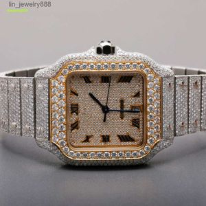 Fabrika Özel Geçidi Elmas Testi Buzlu Lüks VVS Moissanite Elmas Saat Unisex Hip Hop Full Buzlu Out Diamond Watch