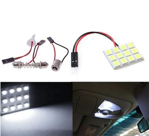 200セットロットピュアホワイト12 5050 SMD LEDカーライトパネルT10ドームバルブBA9SアダプターDC 12V 9264234