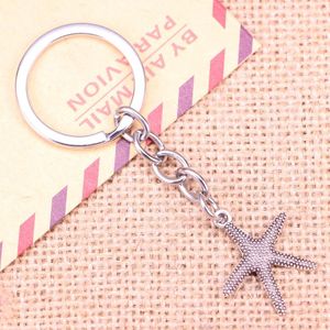 Keychains 20st Fashion Keychain 26x22mm Starfish Pendants Diy Men smycken bil nyckelkedja ringhållare souvenir för gåva