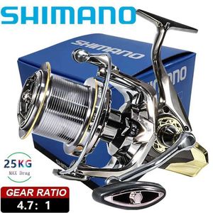 قضبان الصيد القارب Shimano 9000-12000 غزل مقاوم للماء طويلة رمي باس باس بكرات المعادن الصب الكارب الصيد Max Drag25kg Saltwater بكرة YQ240301