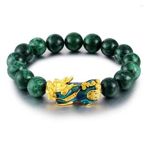 Strand Blue Jade Emerald Green Agate Color Changing Pixiu Armband Fashionabla och mångsidiga tillbehör