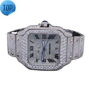 Resistente à água gelo esmagado design antigo natural moisannite diamante real masculino relógios femininos do vendedor indiano