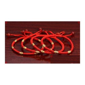 Charm Armbänder Gesegnetes Glück für weibliche rote Seilpaare Goldperlenarmband mit Männern und Frauen Drop Lieferung Schmuck Dhvmb