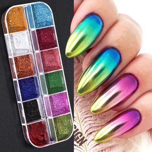 Mirror Powder Nail Art Irridescent Glitter Aurora Chrome Dust Metallic Effect Gel Polish Mermaid gnugga pigmentdekoration 240229