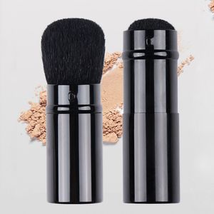 Classic Retractable Kabuki Brush Natural Goat Hair Cosmetic Tool with Metal Handle