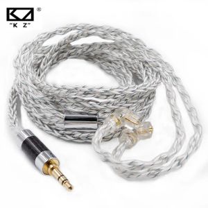 Tillbehör KZ Earphone Cable 8 Core Silver Blue Hybrid 784 kärnor Silverpläterad uppgraderingskabel för KZ ZAX ZS10 Pro ZSN ZSX DQ6 CCA CSN TRN VX