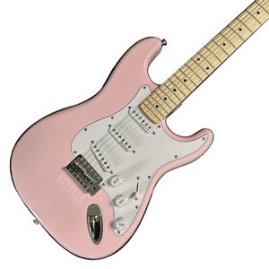 ST-Gitarre, rosa Farbe, Mahagonikorpus, Ahorngriffbrett, 22 Bünde. Kostenloser Versand