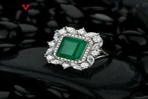 OEVAS 100 925 Sterling Silver Synthesis Emerald Wedding Rings For Women Sparkling High Carbon Diamond Party Fine Jewelry Gifts1439345