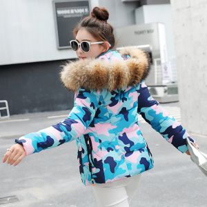 Parkas Women Winter Coat 2023 New Parka Short Fake Päls krage avtagbar hatt Camo Sxxxloutwear Warm Down Cotton Jacket