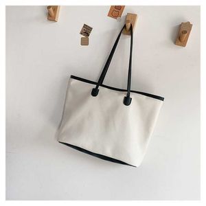 Canvas Bag Large Capacity Tote Versatile Commuting Trend Simple Student Solid Color Shoulder Handheld