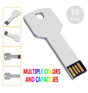 Gümüş 10pcslot metal anahtar 4G 8G 16G 32G USB 20 Flash Drives Flash Kalem Sürücü Depolama Başparmak Kalem Bellek Çubuğu Bilgisayar Dizüstü Bilgisayar M6521271