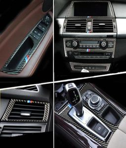BMW E70 E71 X5 X5 X5 Interior GearShift Air Cding AC CDパネルリーディングライトカバートリムステッカーアクセサリーCA9380565のためのカーボンファイバー