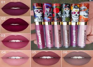 CmaaDu Waterproof Long Last Lip Gloss Vampire Style Matte Metal Pearlescent Skull Design Natural Nutritious Makeup Lipgloss Wholes6805982