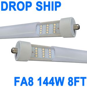 8 fot LED -glödlampor, 144W 6500K 18000LM, T8 T10 T12 8ft LED -glödlampor Fluorescerande ljusersättning, FA8 Single Pin V -format LED -rörljus, mjölktäck Crestech