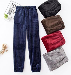 Новые зимние фланелевые мужские брюки для сна, утепленные теплые спортивные штаны, мужские пижамные штаны, удобные брюки, пижамы, повседневные брюки для пары, 1520128