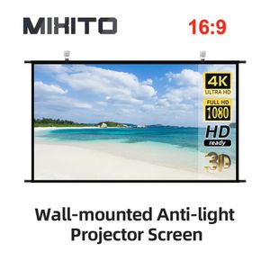 Mixito Portable Foldbar High-Definition Wall Mounted Grey Anti-Light Projector Screen For Office Outdoor Home Film Projection