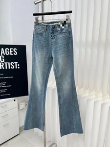 Il trasporto Libero 2024 Jeans Blu Dritto Sciolto delle Donne Del Progettista Logo Spot Stampa Pantaloni Denim delle Donne Sottili 3019