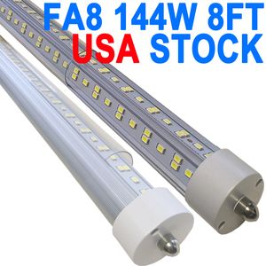 FA8-LED-Lampen, 96 Zoll, 8 Fuß, 144 W, FA8-Einzelstift-LED-Röhrenlichter, 14400 lm, 6500 K, F96T12-Leuchtstofflampen-Ersatz, Vorschaltgerät, Bypass, verbindbar, Werkbank, Scheune, Crestech