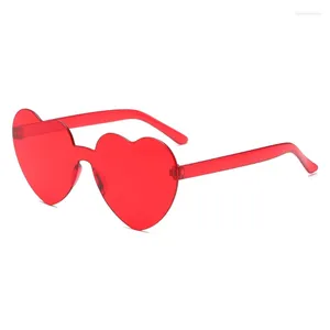 Sunglasses Heart Shaped Sun Glasses Fashion Candy Color Gradual Frameless Design Female