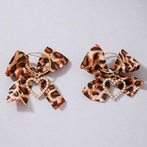 Kolczyki stadninowe Huatang Sexy Leopard Print Drop For Women Lovely Pearl Stone Heart Ald Dangle Earring Y2K Party Jewelry 20549