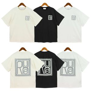 High Version 2023 Summer New Trend RHUDE Minimalist Letter Print High Street Men's Loose Short Sleeved T-shirt