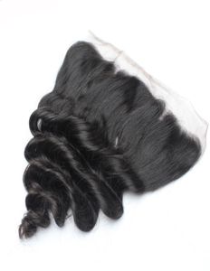 5pcslot remy dantel frontal kapaklar brezilya bakire insan saçı karışık uzunluklar nautral siyah 130 gevşek dalgalı İsviçre dantel frontals6398370