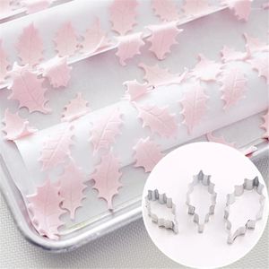 Baking Moulds Set Steel Stainless 3 Holly Cake Shape Leaf Pieces Cookie Mould Candy Heart