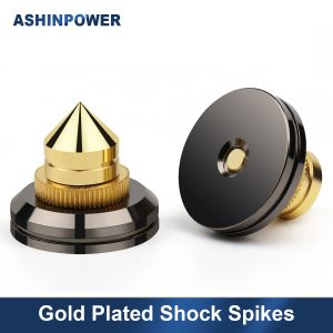 Speakers 4Pcs Ashinpower Gold Plated Damping Pad Shock Spikes HIFI Stand Feet Speaker Spike For Audio Amplifier CD Absorber Nail