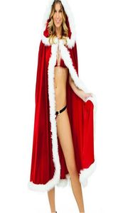 Yetişkinler çocuklar bayan kadın ince fit kapüşonlu seksi kadife Noel takım elbise kostümleri kadın Noel claus cosplay nomas parti fantezi elbise7408411