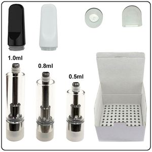 TH205 Keramikglas-Vape-Kartuschen TH2-SE Weiß Schwarz Zerstäuber 0,5 ml 0,8 ml 1,0 ml 510 Gewinde Schraubverschluss Leere Wagen in Schaumstoff verpackt