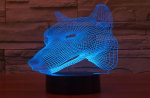 USBパワー7色素晴らしい犬の頭モデル光学錯視3DグローLEDランプアート彫刻は、ユニークな照明効果を生み出します