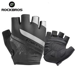 ROCKBROS Cycling Gloves Half Finger Shockproof Wear Resistant Breathable MTB Road Bicycle Gloves Men Women Sports Bike Equipment 240229