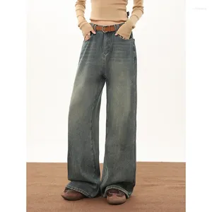 Damen Jeans American Vintage Wash Hohe Taille Lose Lässige Harajuku Streetwear Fashion Vielseitige Hose mit geradem Bein und weitem Bein