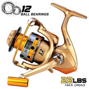 Rullar 12BB Spinning Reel 10 kg Max Drag Super Light 5.5: 1 Gear Ratio Fishing Reel med aluminiumspolen för baspike Trout Pesca