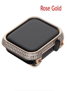 För Apple Watch Series 4 Rhinestone Diamond Case Handmade Zircon Crystal Bezel Electropating Gold Watch Cover 40mm 44mm9261986