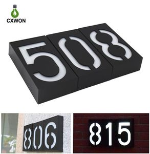 Solar Door Number Light Digital el Address House Number Signs Plaque Waterproof Wall Mount 0123456789 Number Plate LED Light3552363