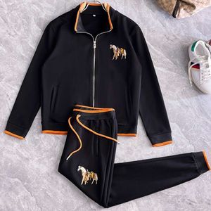 Roman Cotton Casual Sports Men's Spring 2024 Autumn Fashion Cardigan Two Piece Set Loose Size Trendy