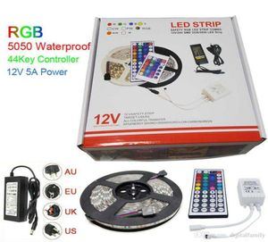 Striscia LED RGB 5M 5050 SMD 300Led Impermeabile IP65 44Key Controller Trasformatore di alimentazione con scatola Regali di Natale Reta2416613