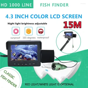 Fish Finder Underwater Fishing Camera 15M/30M 1200TVL 4.3 Inch Monitor 6PCS 1W LED Night Vision For Ice Sea