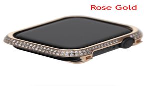 Apple Watch Serisi 4 Rhinestone Diamond Case El yapımı Zircon Kristal Çerçeve Elektraplatma Altın İzleme Kapağı 40mm 44mm9195844