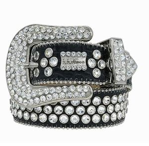 Lyxdesignbälte BB Simon Belts Män Kvinnor Högkvalitativt diamantbälte Shiny Metal Gem Button Black Blue White Multicolour Rhinestones Gift Bälte