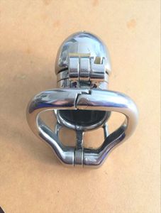 Fabriksförsäljning dubbel lås design rostfritt stål bälte enhet metall penis lås kuk bur ring sex leksaker för män7630898