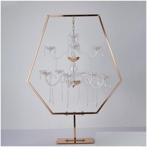 Party Decoration Style For Wedding Centerpiece Crystal Gold Candelabra Table Decor Chandeliers Candle Holder Top Chandelierparty Drop Dh5Gl