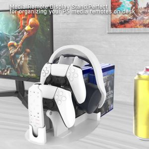 Stands Dual Game Controller Holder för Nintendo Switch Pro PS5 PS4 Xbox Series S X One Headphone Stand Game Disc Rack Accessories