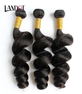 Indian Loose Wave Virgin Hair 100 Indian Human Hair Weaves 3 Bunds mycket obearbetade råa indiska lösa lockiga vågiga mänskliga hår Natur46656698