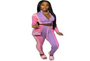 Women039s spårsräkter Sweatsuit Women Set Plus Size Autumn Casual Tracksuit Two Piece Zipper Crop Top och Sweatpants Ensemble Fe1888769